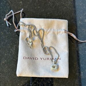 Authentic David Yurman Petite Albion Silver Necklace Pendant in Prasiolite